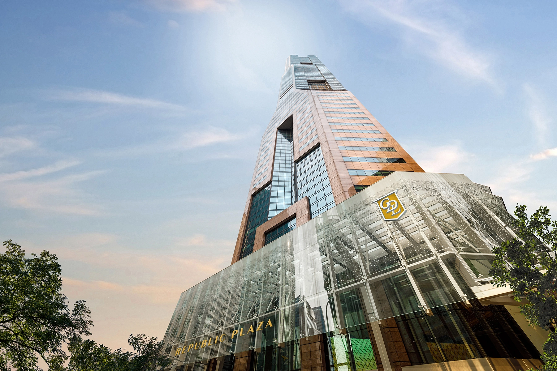 View of Republic Plaza, where a pilot project on microclimate control supported City Developments' decarbonisation efforts.